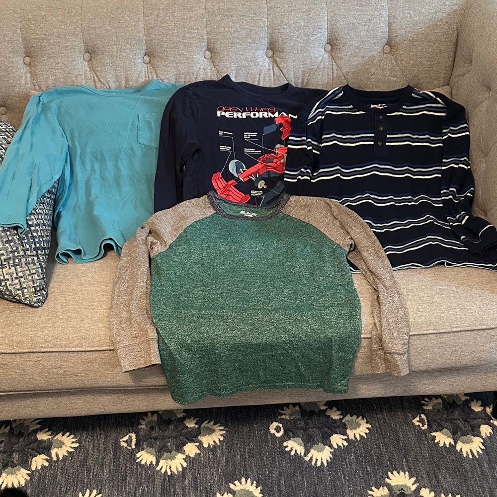 Place Teal, Navy, and Green Crewneck Tops